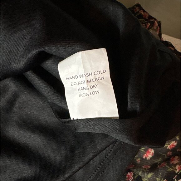 Floral Black Ruffle Mini Skirt With Elastic Waist & Tie By Sienna Sky Size M - Picture 11 of 11